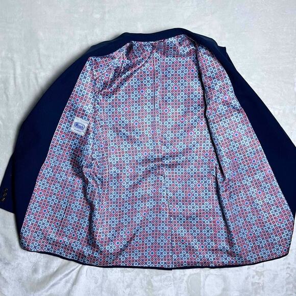 Vintage 60's Blazer Large Navy Groovy Lining Gold Medallion Buttons 70's Party - Picture 3 of 11